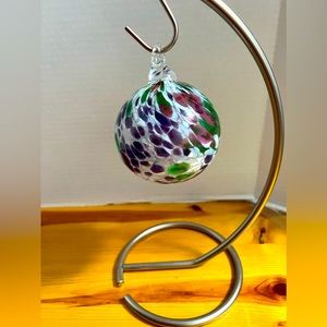 Hand Blown Glass Ball Purple Pink Green Orb Suncatcher Ornament